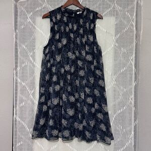 Joie Sleeveless High Neck Dark Blue Floral Mini Dress